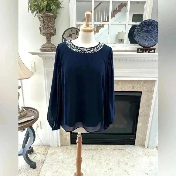 Vince Camuto Tops - NWT Vince Camuto Navy Embellished Blouse